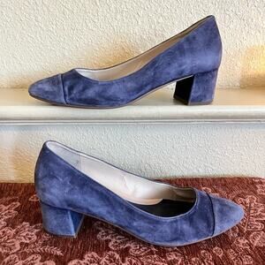 Cole Haan Grand .oS Alanna Blue Suede Block Heels Size 8 Waterproof Classic